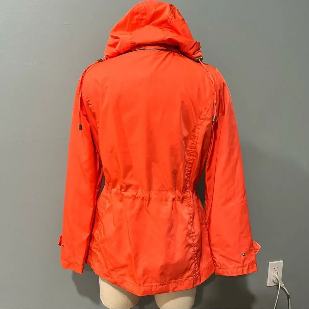 New Saks Coral Pink Anorak Water Resistant Windbreaker Jacket Size Small